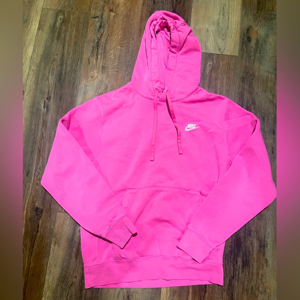 Two bright colored Nike sweatshirts with soft worn in material, great condition